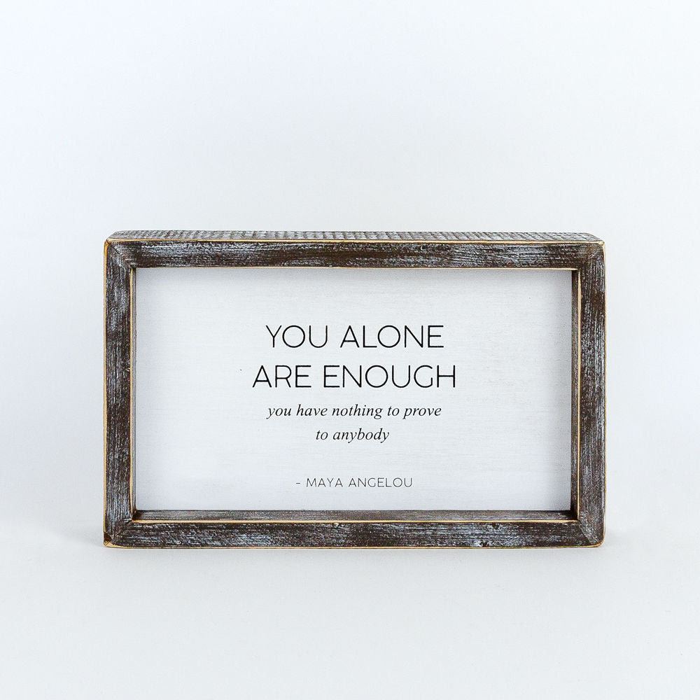 Reversible wood framed sign(ALONE ENOUGH) - The Nifty Decor