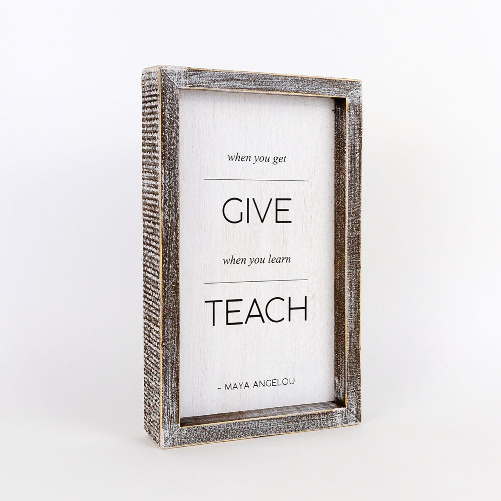Reversible wood framed sign(GIVE/TEACH) - The Nifty Decor