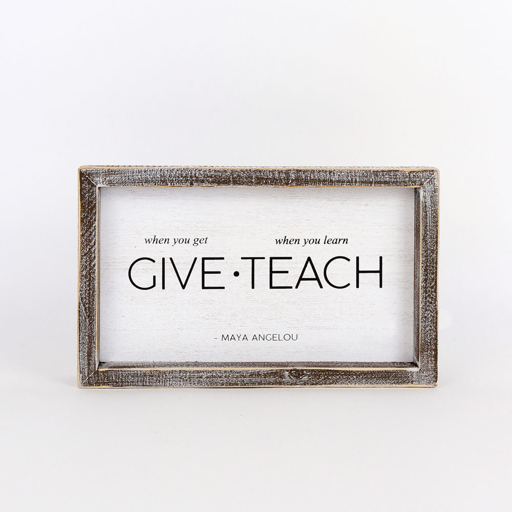 Reversible wood framed sign(GIVE/TEACH) - The Nifty Decor