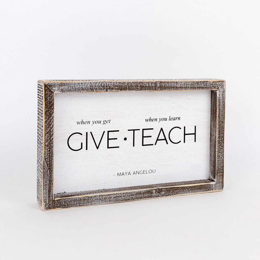 Reversible wood framed sign(GIVE/TEACH) - The Nifty Decor