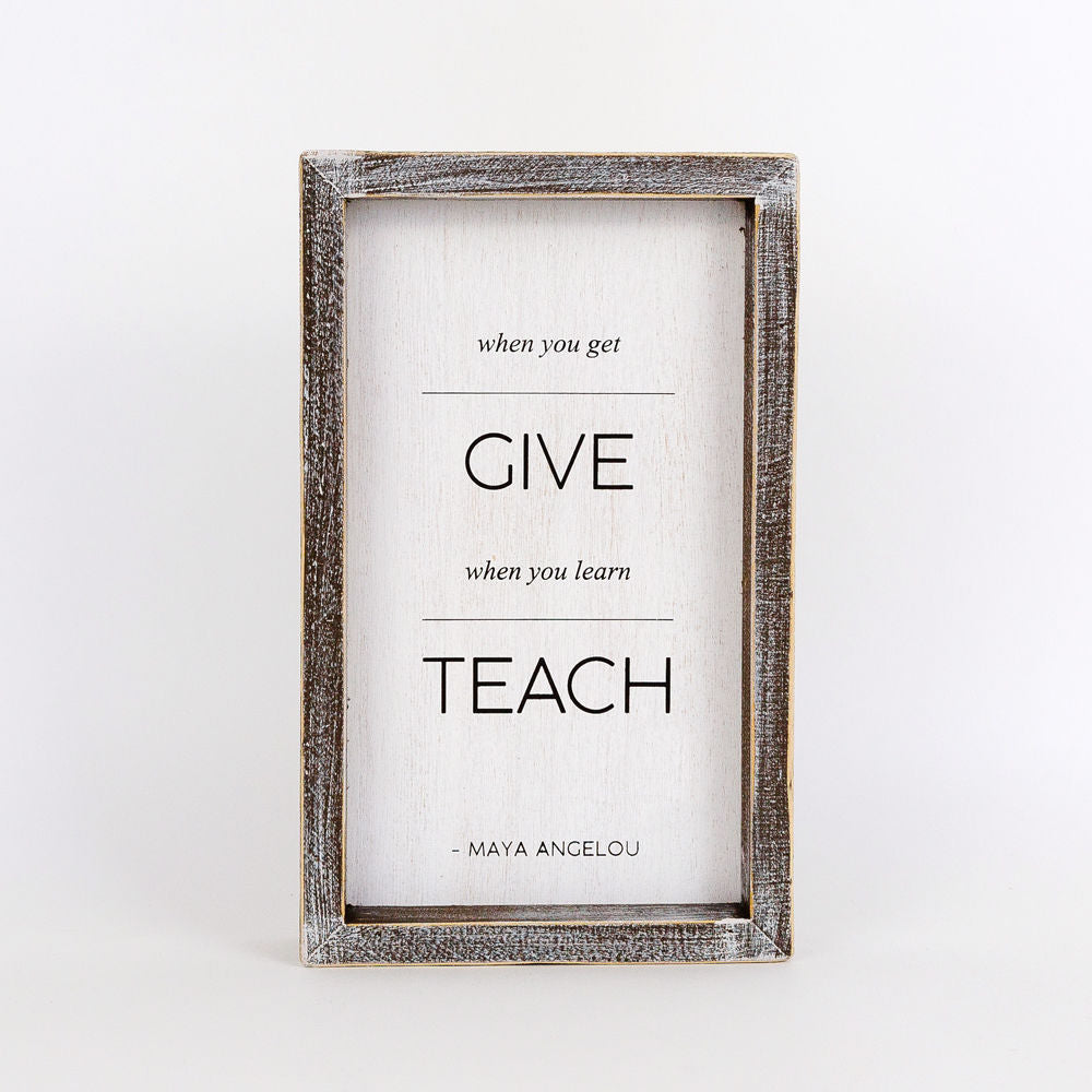 Reversible wood framed sign(GIVE/TEACH) - The Nifty Decor