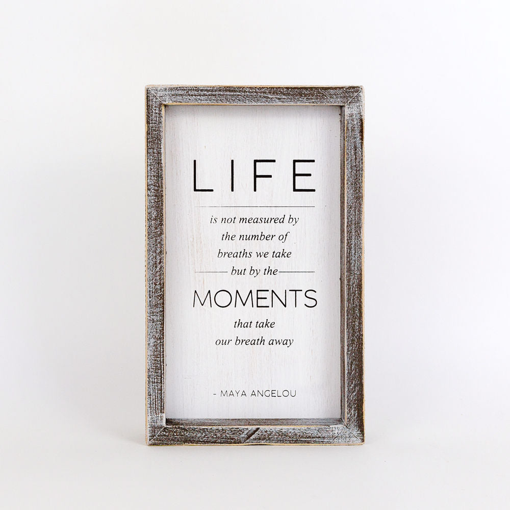 Reversible wood framed sign(LIFE/MOMENTS) - The Nifty Decor