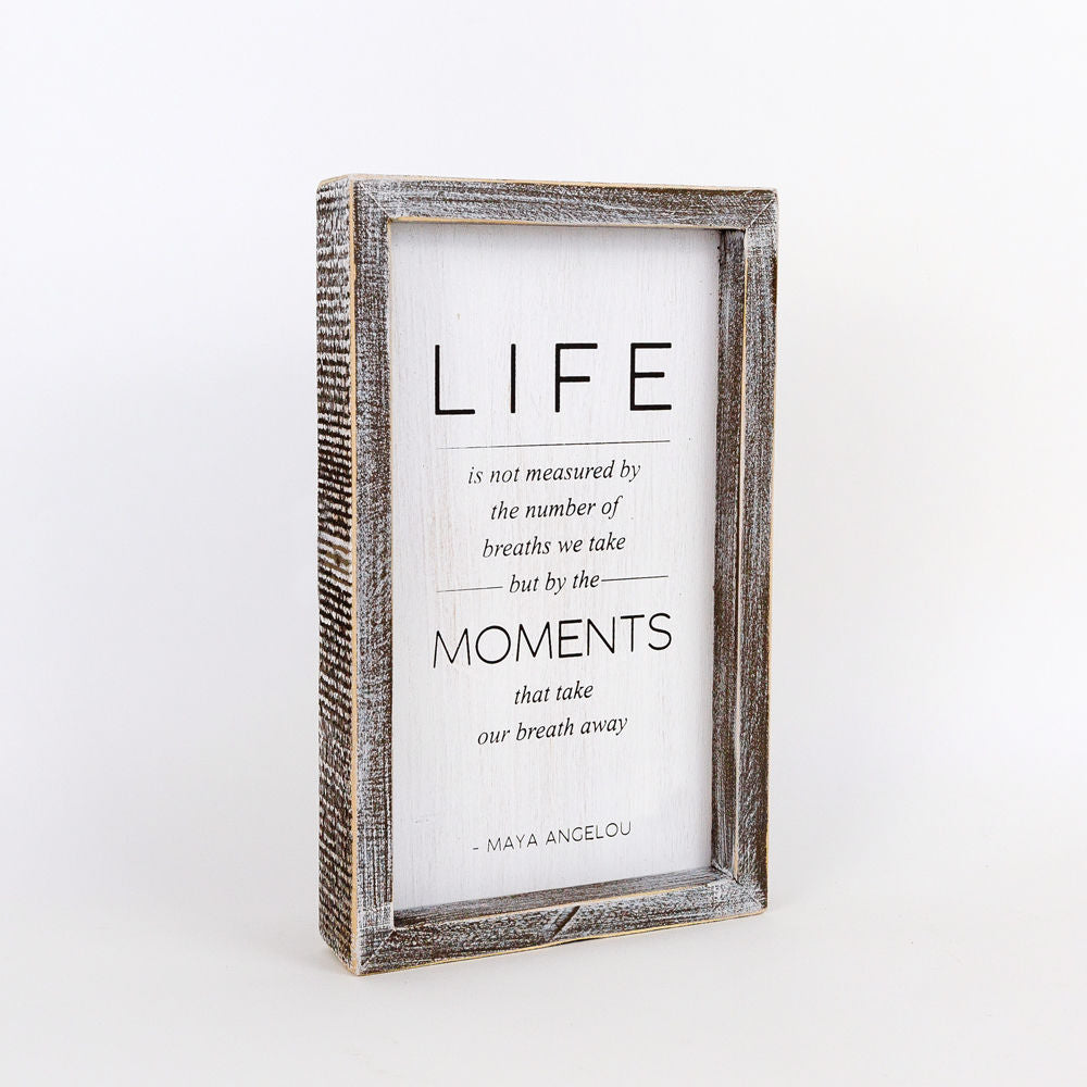 Reversible wood framed sign(LIFE/MOMENTS) - The Nifty Decor