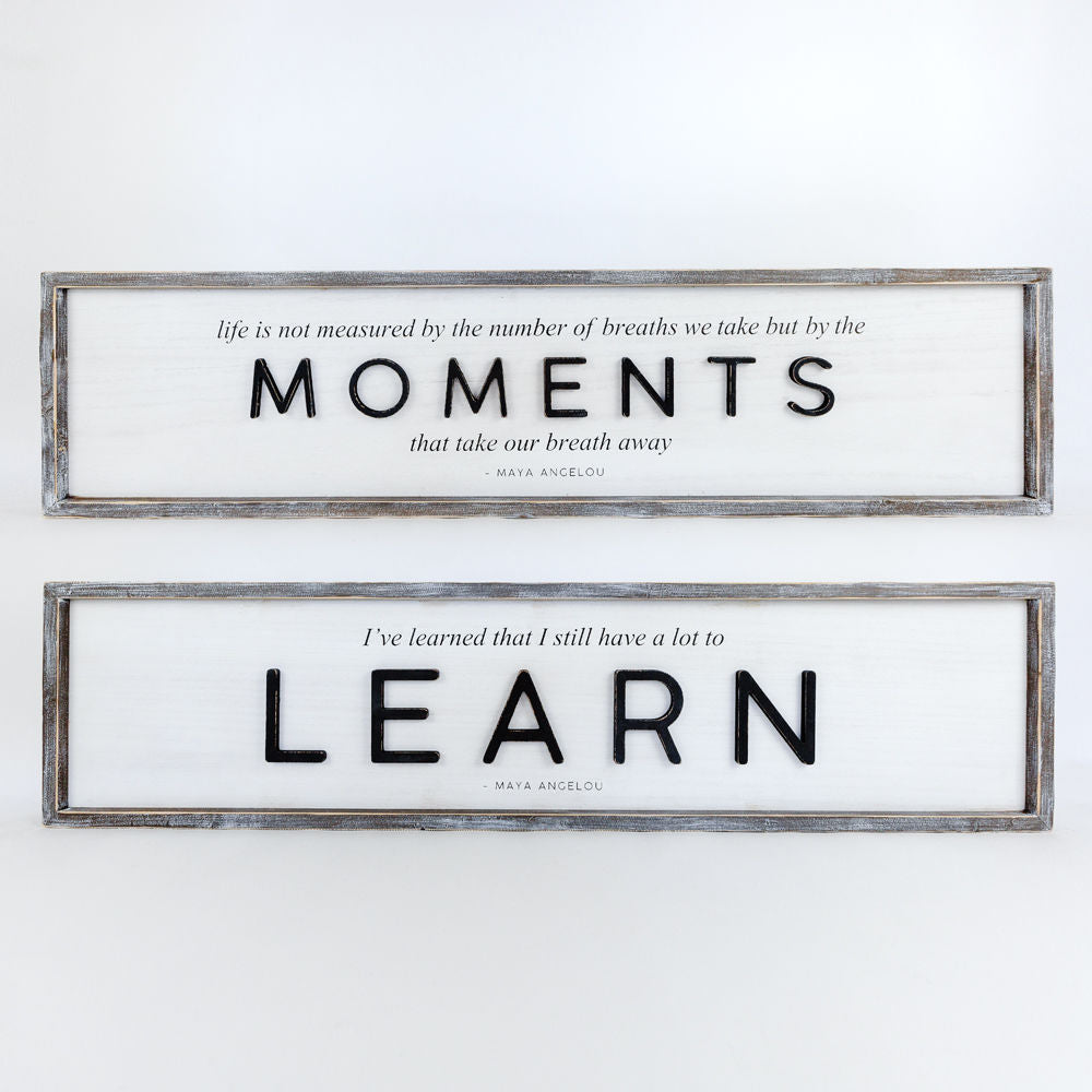 Reversible wood framed sign(MOMENTS/LEARN) - The Nifty Decor