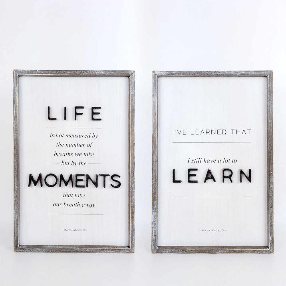 Reversible wood framed sign(MOMENTS/LEARN) - The Nifty Decor