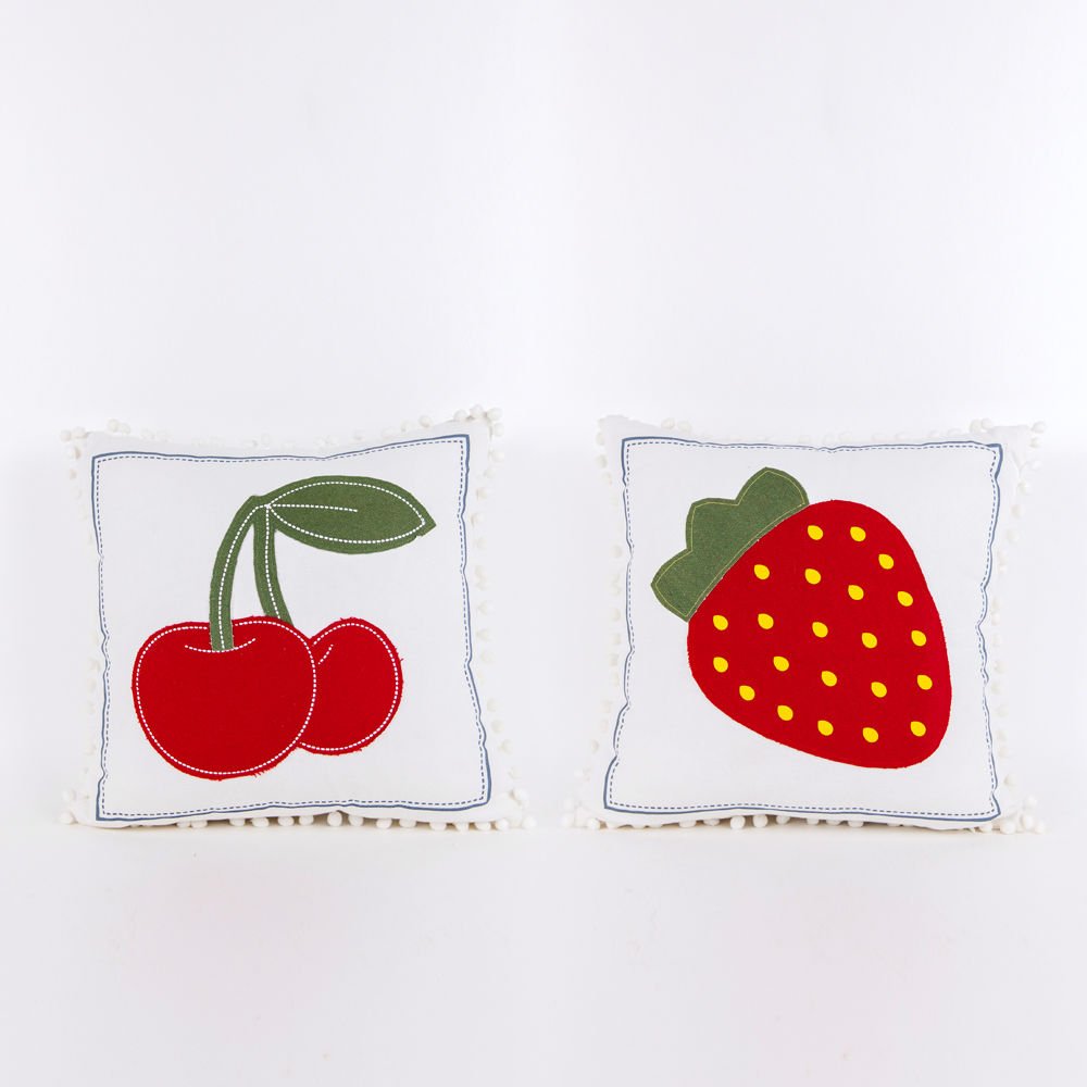 STRAWBERRY/CHERRY Reversible linen Pillow - The Nifty Decor