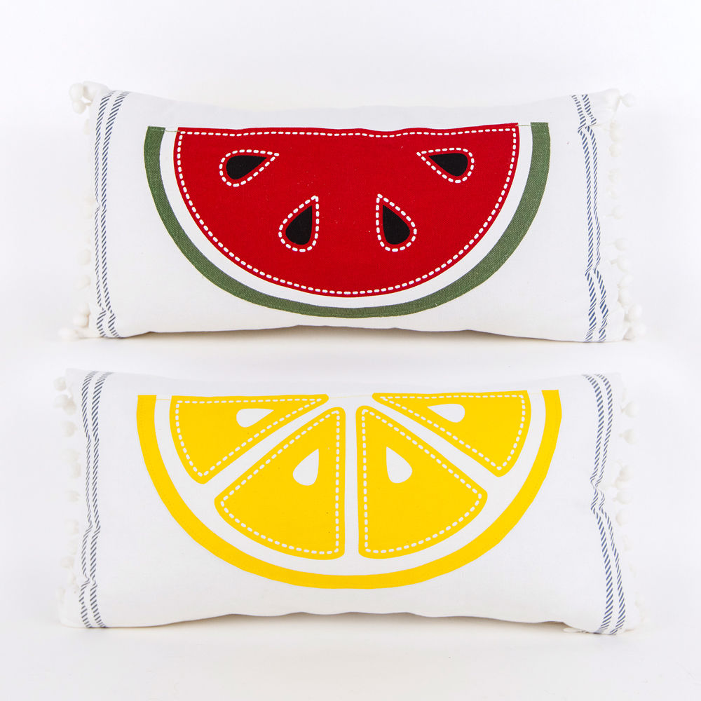 LEMON/WATERMELON Reversible linen Pillow - The Nifty Decor
