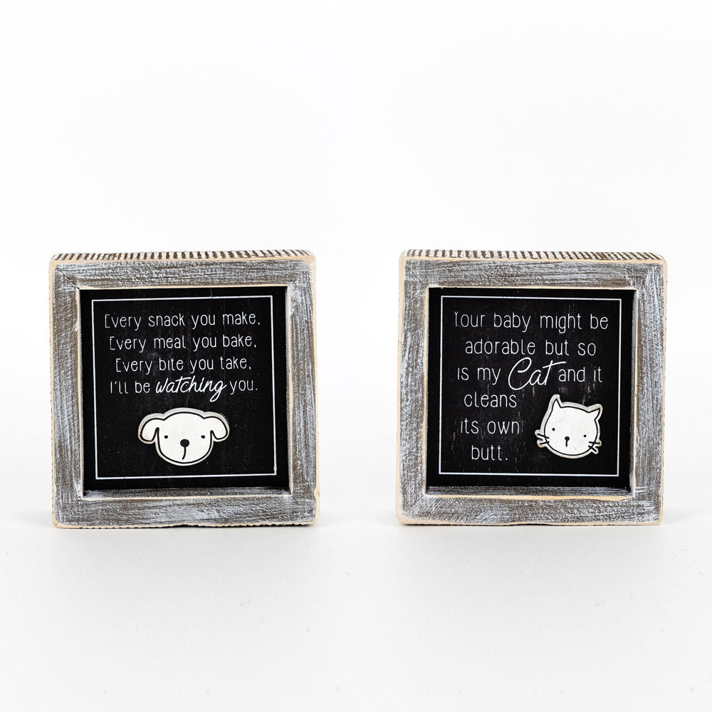 Reversible Wooden framed sign (CAT/SNACK) - The Nifty Decor