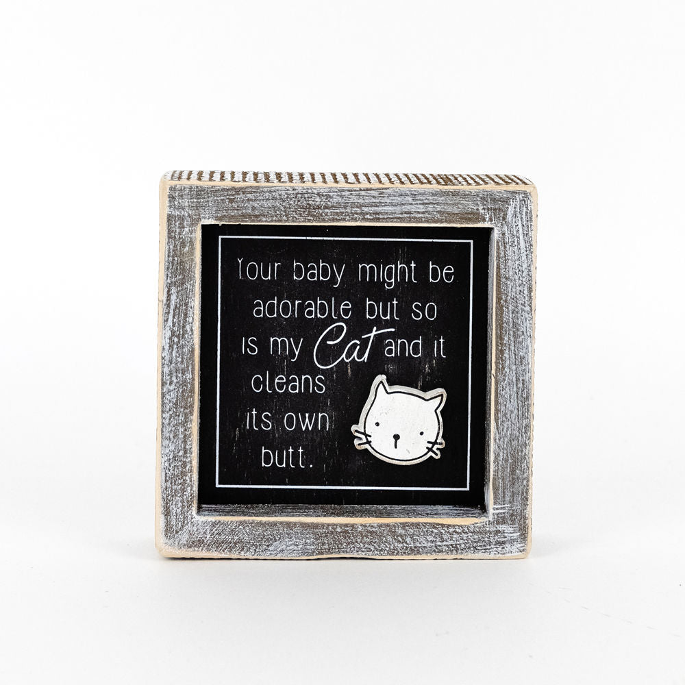 Reversible Wooden framed sign (CAT/SNACK) - The Nifty Decor