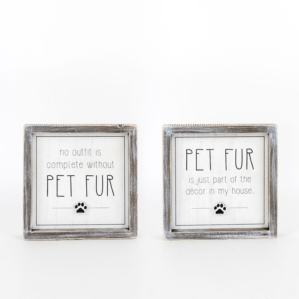 Reversible Wooden framed sign (PET FUR) - The Nifty Decor