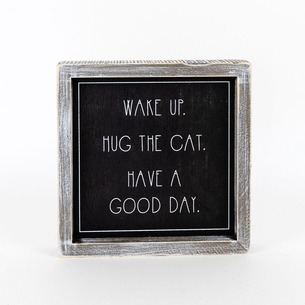 Reversible Wooden framed sign (WAKE UP) - The Nifty Decor
