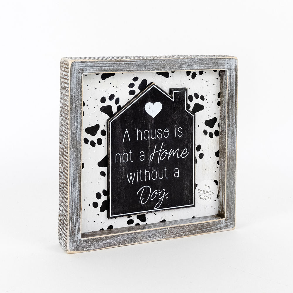 Reversible Wooden framed sign (HOME- DOG/CAT) - The Nifty Decor