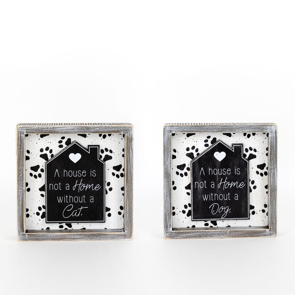 Reversible Wooden framed sign (HOME- DOG/CAT) - The Nifty Decor