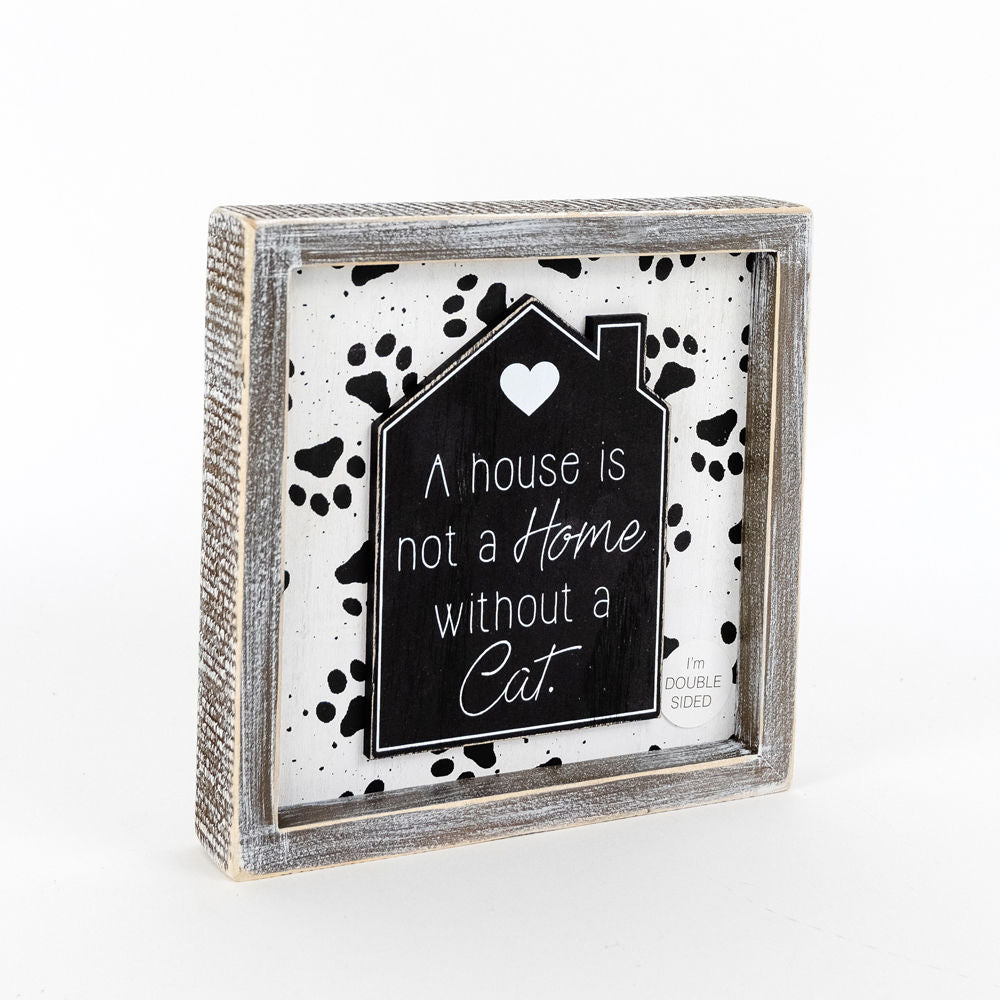 Reversible Wooden framed sign (HOME- DOG/CAT) - The Nifty Decor