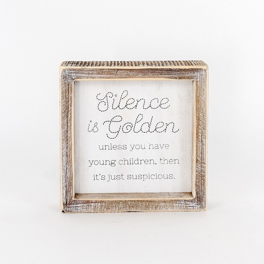 Reversible Wooden framed sign (SILENCE/MOM) - The Nifty Decor