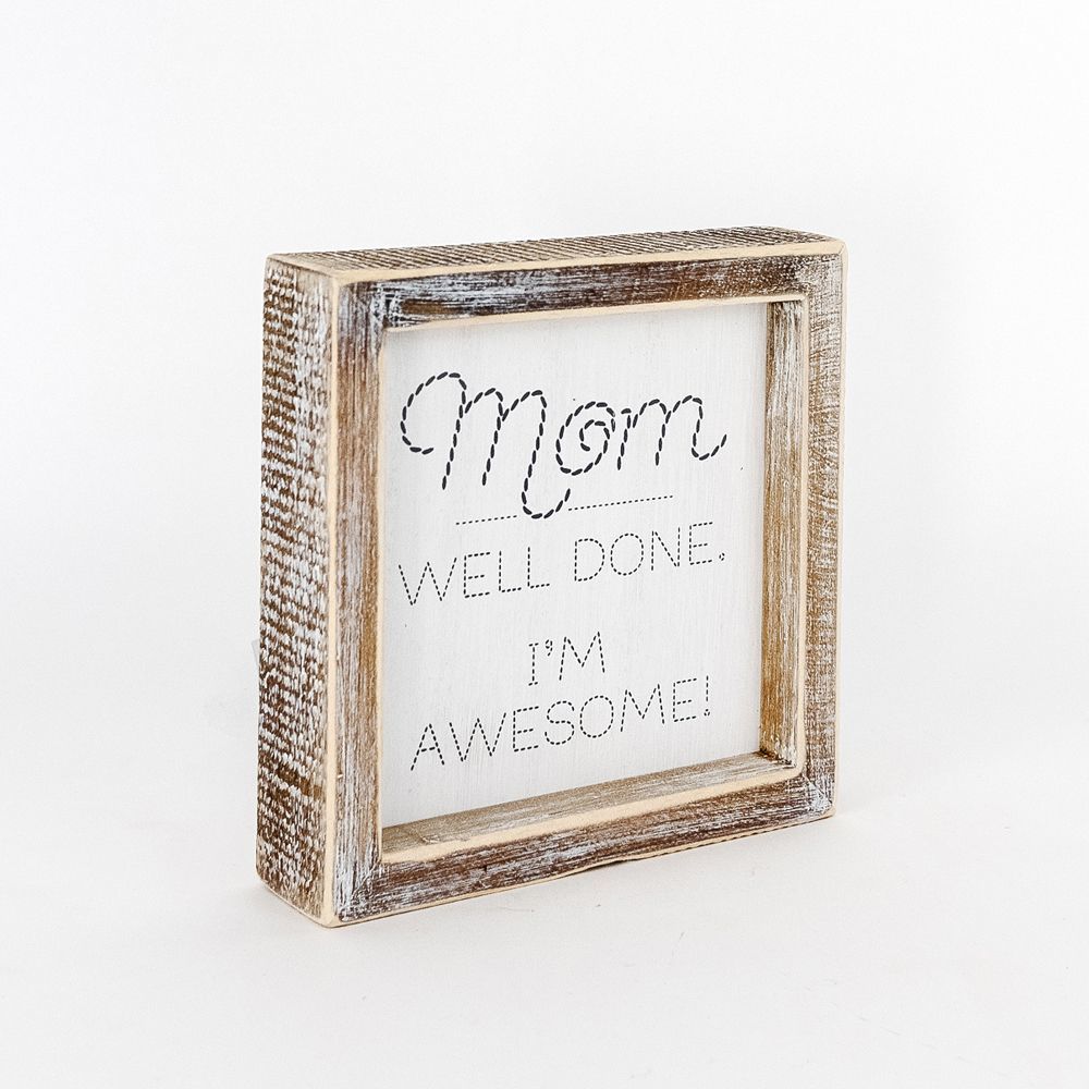 Reversible Wooden framed sign (SILENCE/MOM) - The Nifty Decor