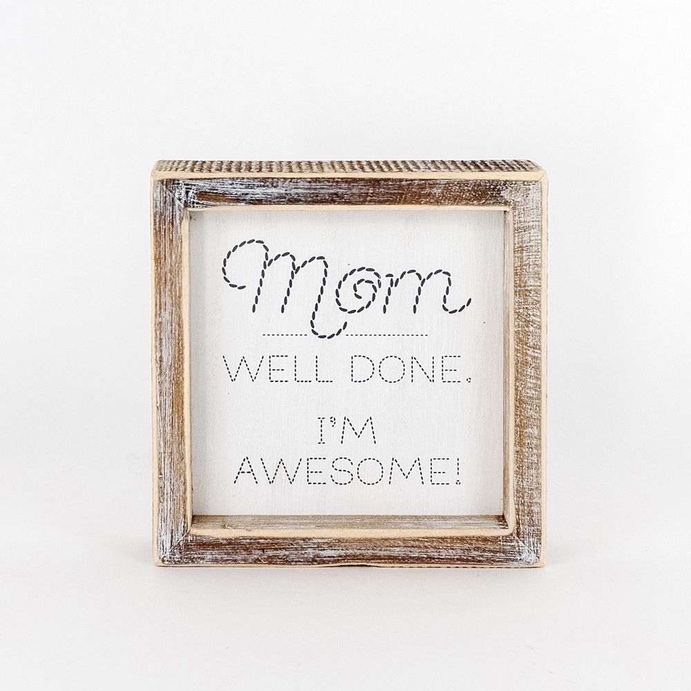Reversible Wooden framed sign (SILENCE/MOM) - The Nifty Decor