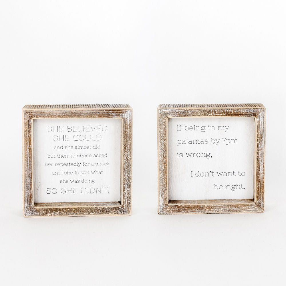 Reversible Wooden framed sign (BELIEVED/PAJAMAS) - The Nifty Decor