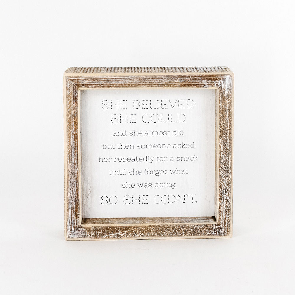 Reversible Wooden framed sign (BELIEVED/PAJAMAS) - The Nifty Decor