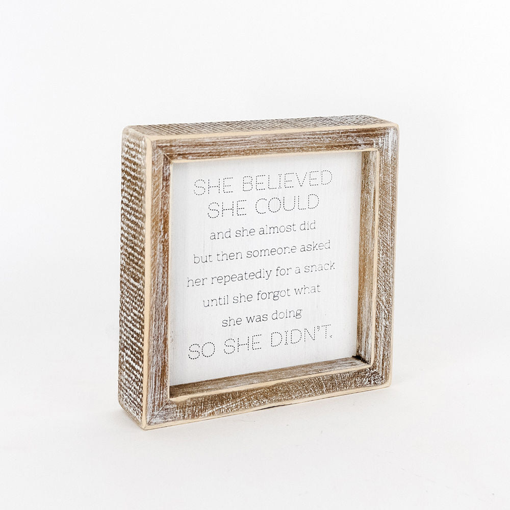 Reversible Wooden framed sign (BELIEVED/PAJAMAS) - The Nifty Decor