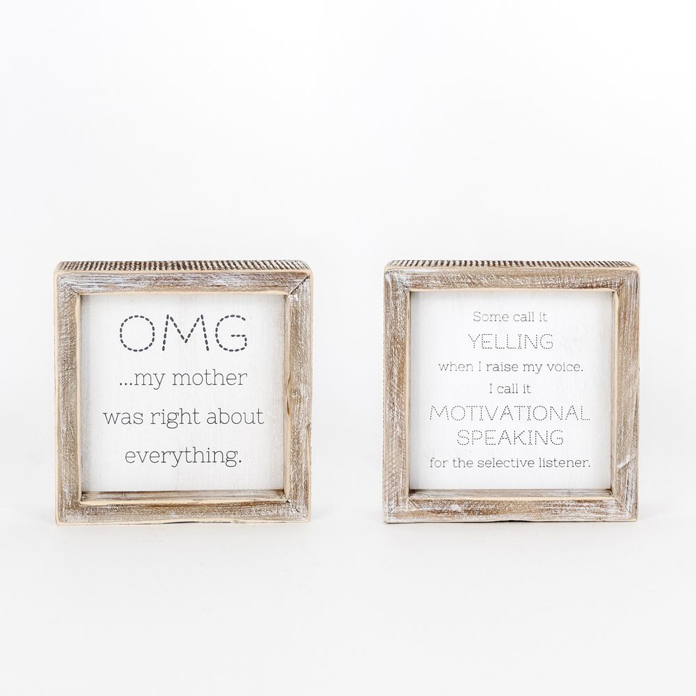 Reversible Wooden framed sign (YELLING/OMG) - The Nifty Decor