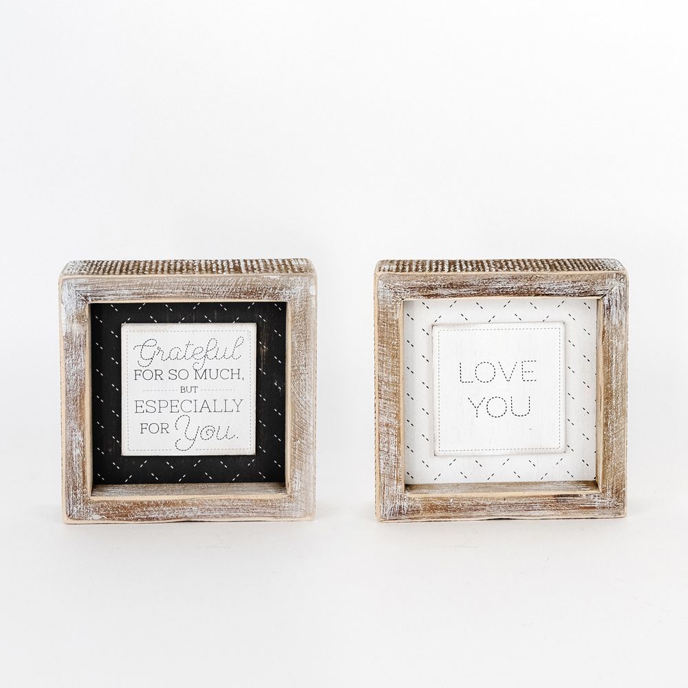 Reversible Wooden framed sign (GREATFUL/LOVE U) - The Nifty Decor