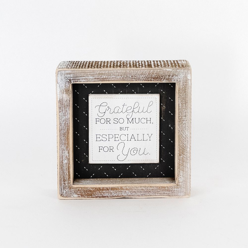 Reversible Wooden framed sign (GREATFUL/LOVE U) - The Nifty Decor