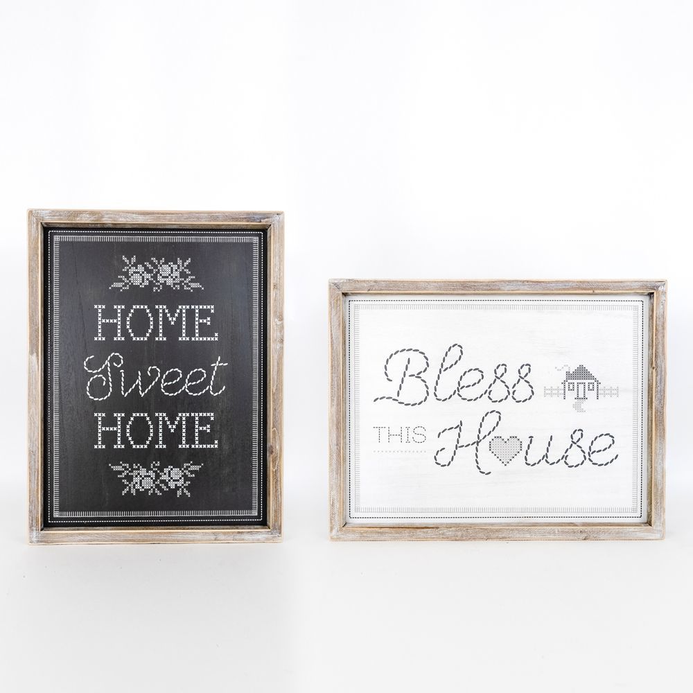 Reversible Wooden framed sign (HOME/ BLESS) - The Nifty Decor