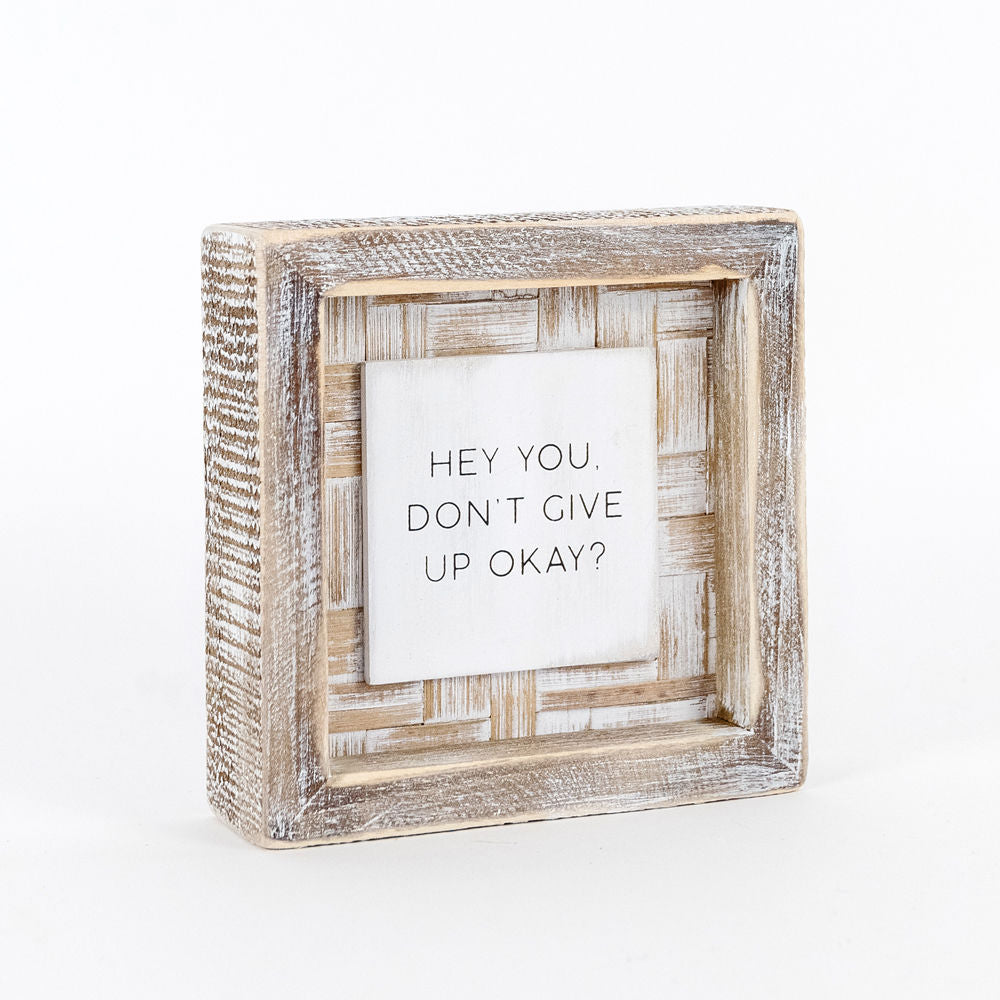 Square wood framed sign (HEY YOU) - The Nifty Decor