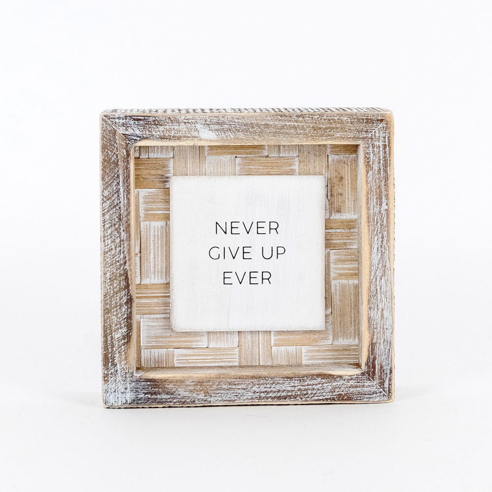 Bamboo wood framed sign (NEVER GIVE UP) - The Nifty Decor