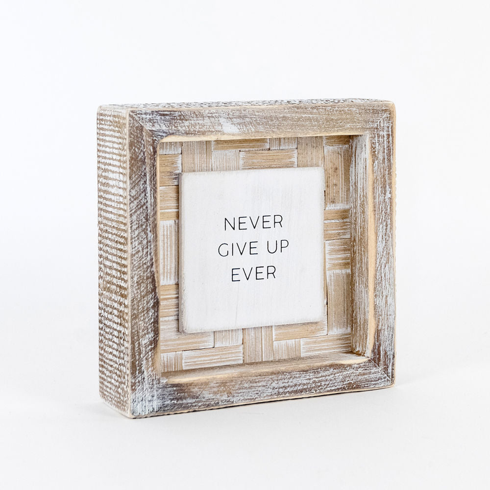 Bamboo wood framed sign (NEVER GIVE UP) - The Nifty Decor