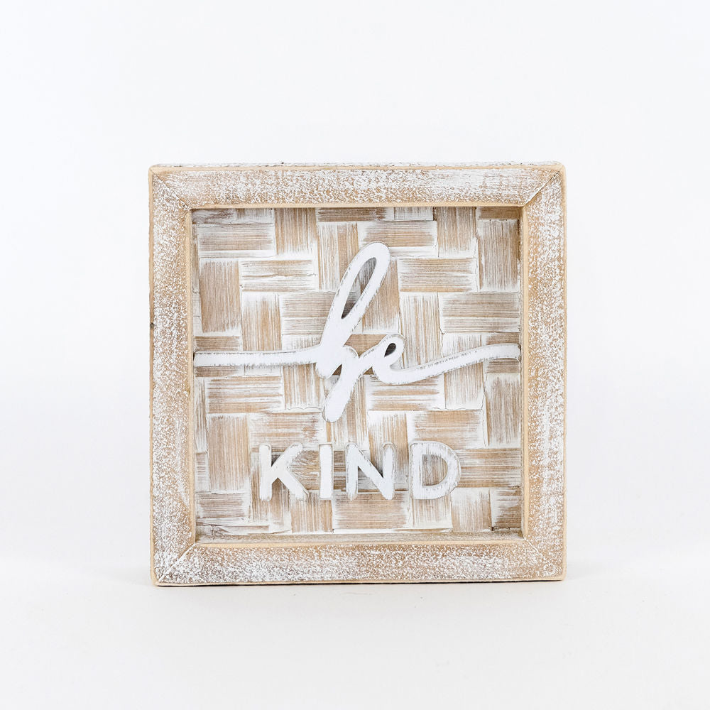 Natural wood framed sign (BE KIND) - The Nifty Decor