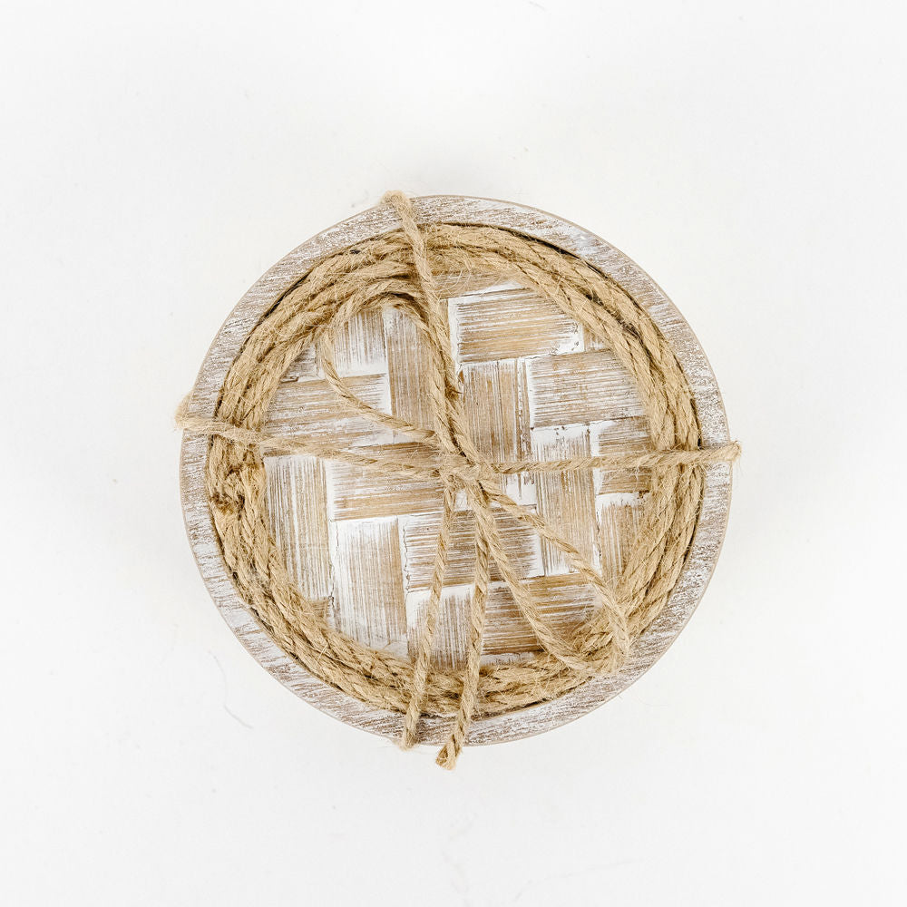 Bamboo wood round coasters, set of 4 - The Nifty Decor