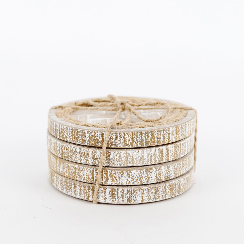 Bamboo wood round coasters, set of 4 - The Nifty Decor
