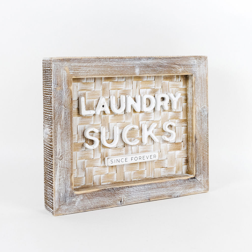 Bamboo Wood Frames Sign (LAUNDRY SUCKS) - The Nifty Decor