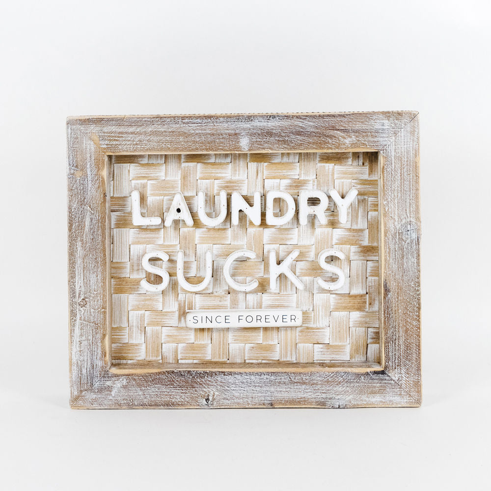 Bamboo Wood Frames Sign (LAUNDRY SUCKS) - The Nifty Decor
