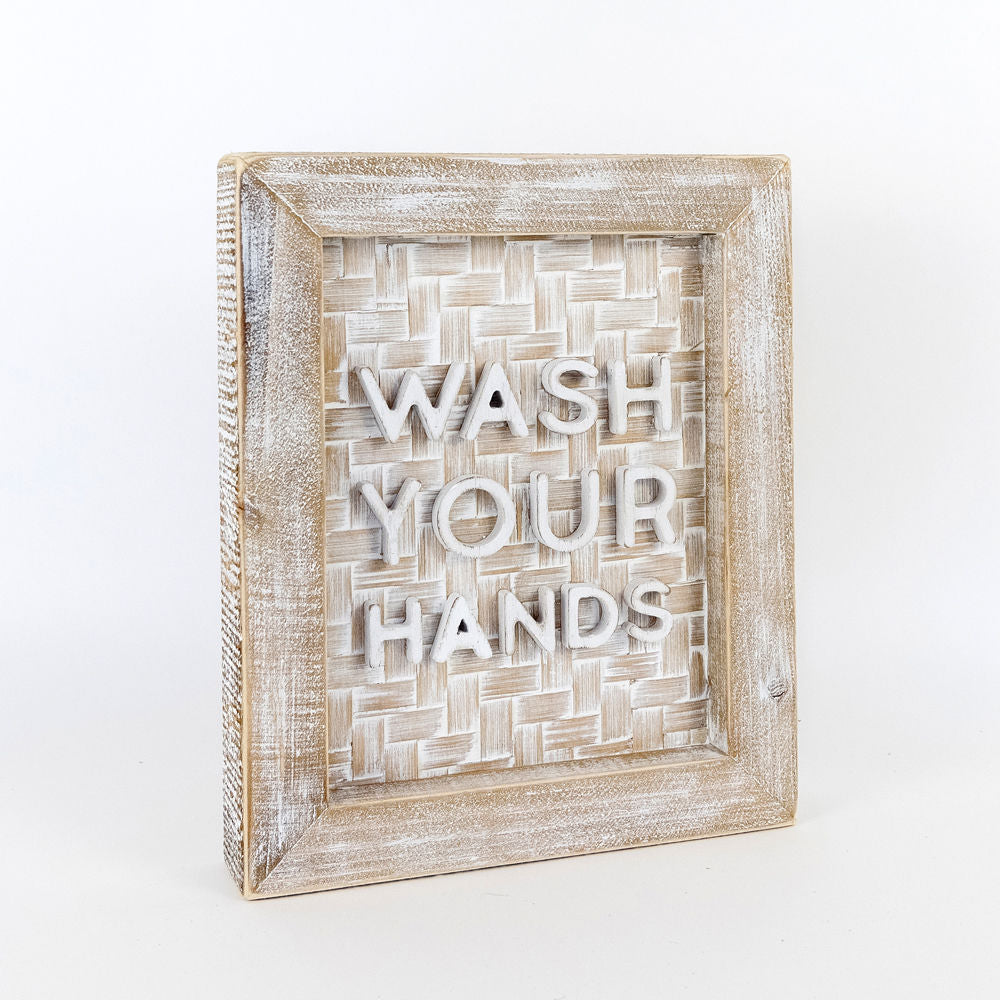 Bamboo Wood Frames Sign (WASH HANDS) - The Nifty Decor