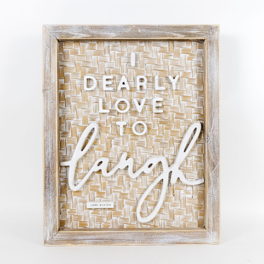 Bamboo wood framed sign (LAUGH) - The Nifty Decor