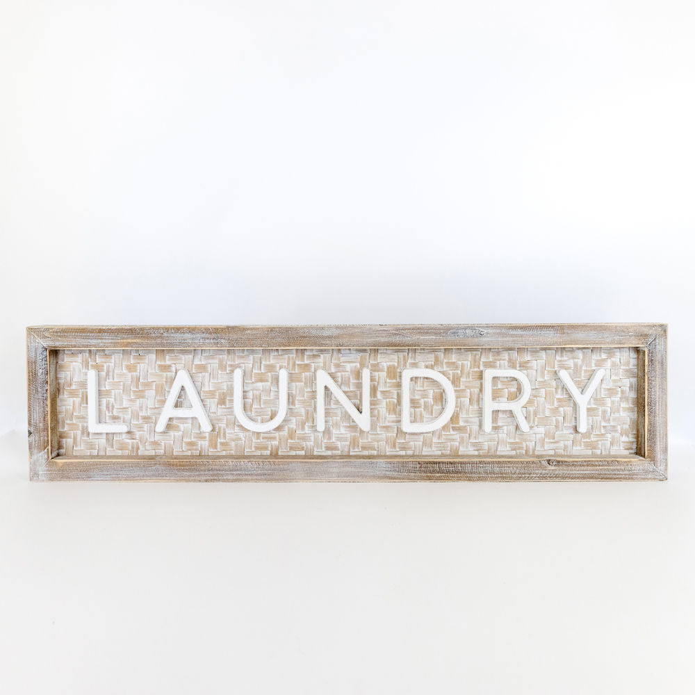 Bamboo wood framed sign (LAUNDRY) - The Nifty Decor