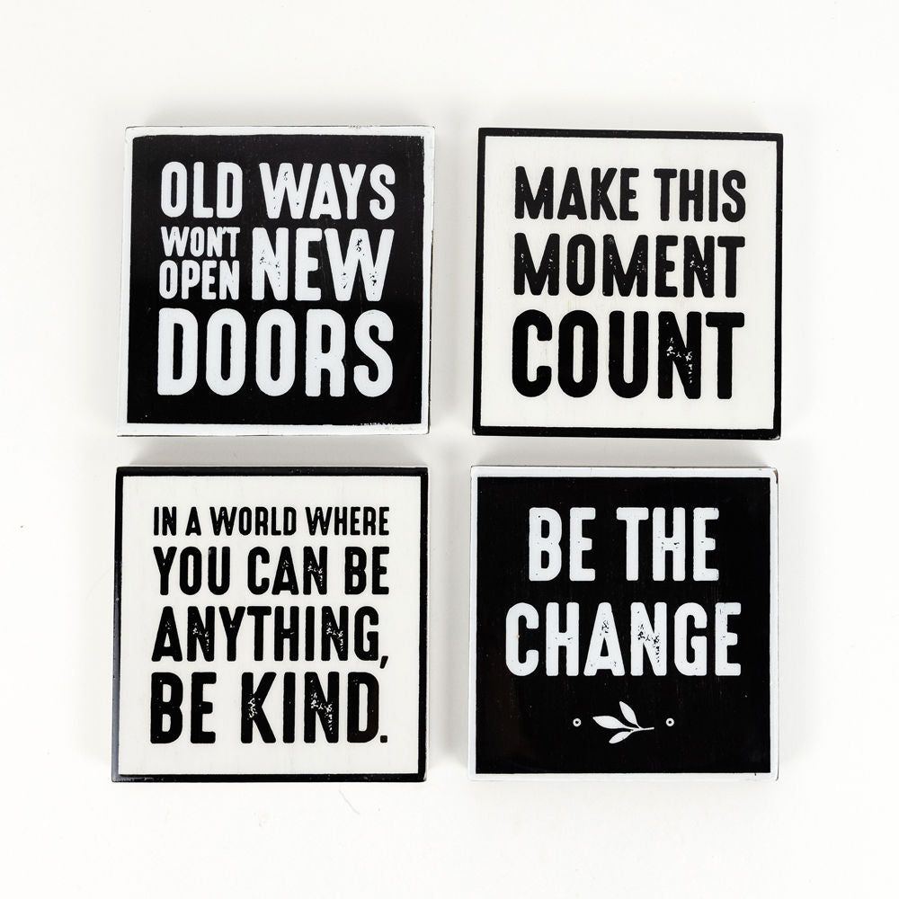 Wood-framed coaster magnet (CHANGE) - The Nifty Decor