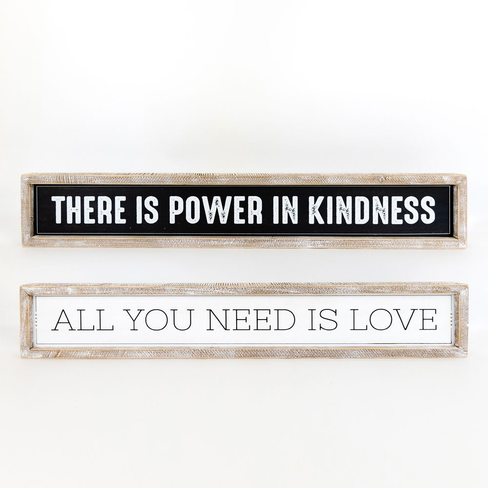Reversible wood framed sign (POWER/LOVE) - The Nifty Decor