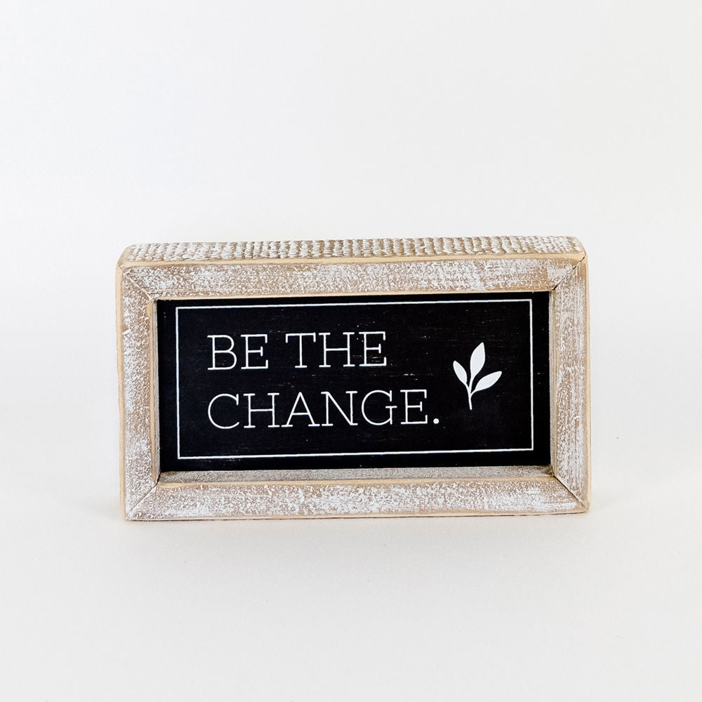 Reversible wood framed sign(CHANGE/ KIND) - The Nifty Decor