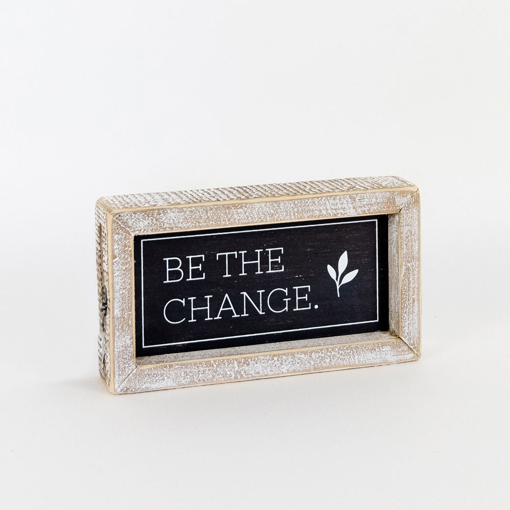 Reversible wood framed sign(CHANGE/ KIND) - The Nifty Decor