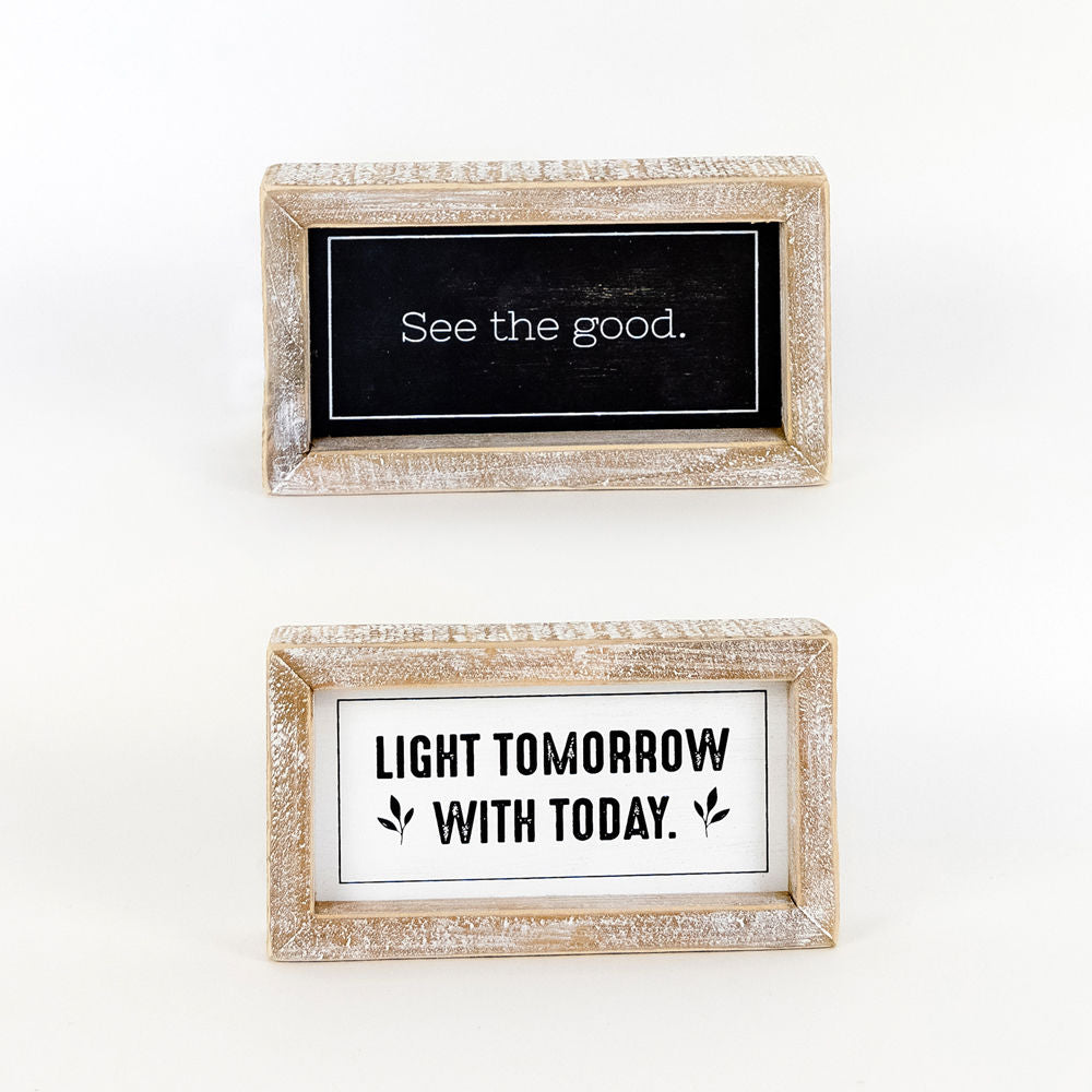 Reverse wood framed sign (GOOD/TODAY) - The Nifty Decor