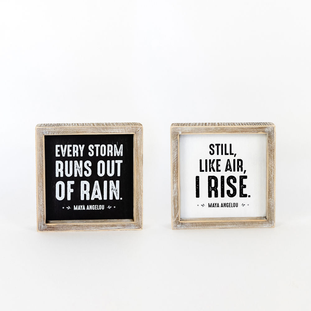 Reversible Wood Framed Sign (RAIN/RISE) - The Nifty Decor