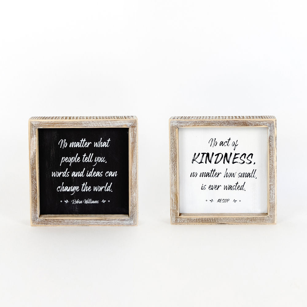 Reversible Wood Framed Sign (WORDS/ACT) - The Nifty Decor