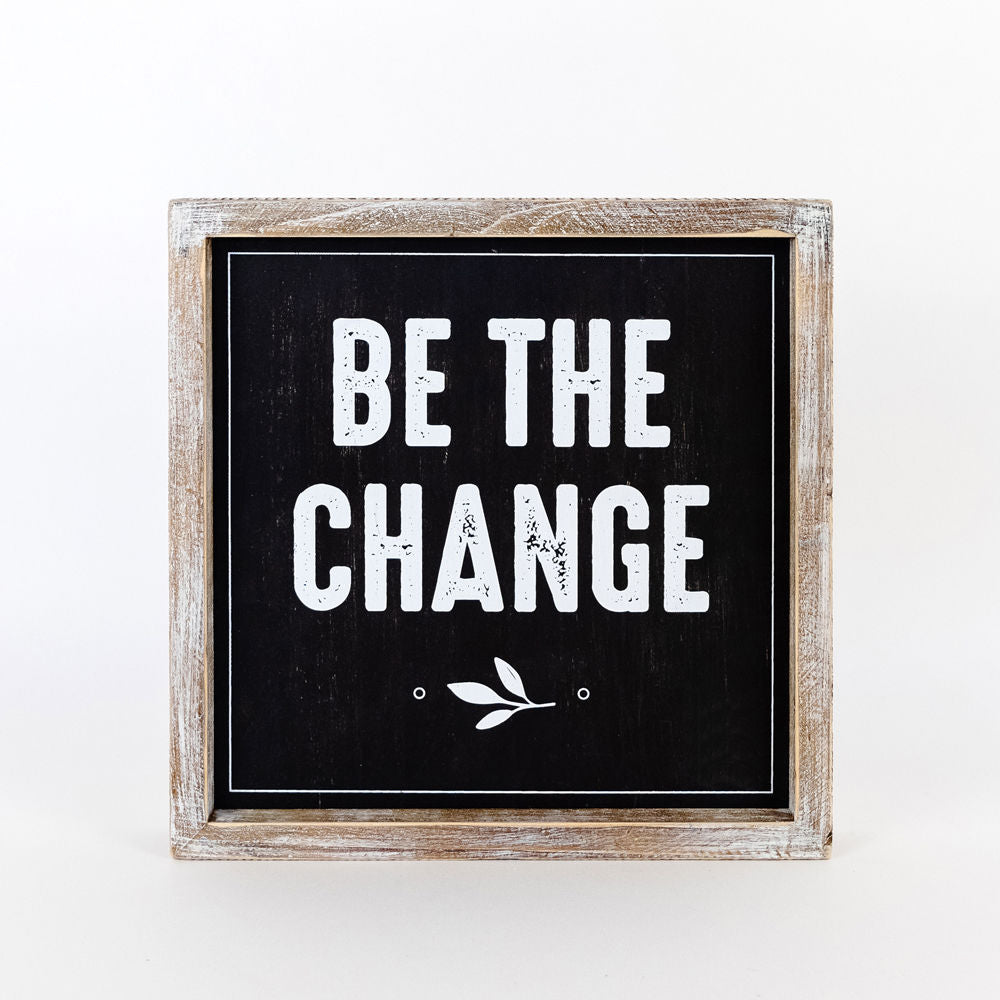 Reversible Wood Framed Sign (CHANGE/ KIND) - The Nifty Decor