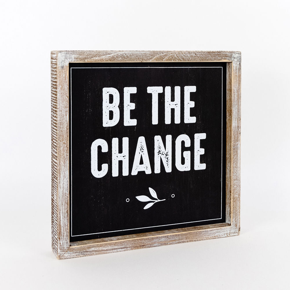 Reversible Wood Framed Sign (CHANGE/ KIND) - The Nifty Decor