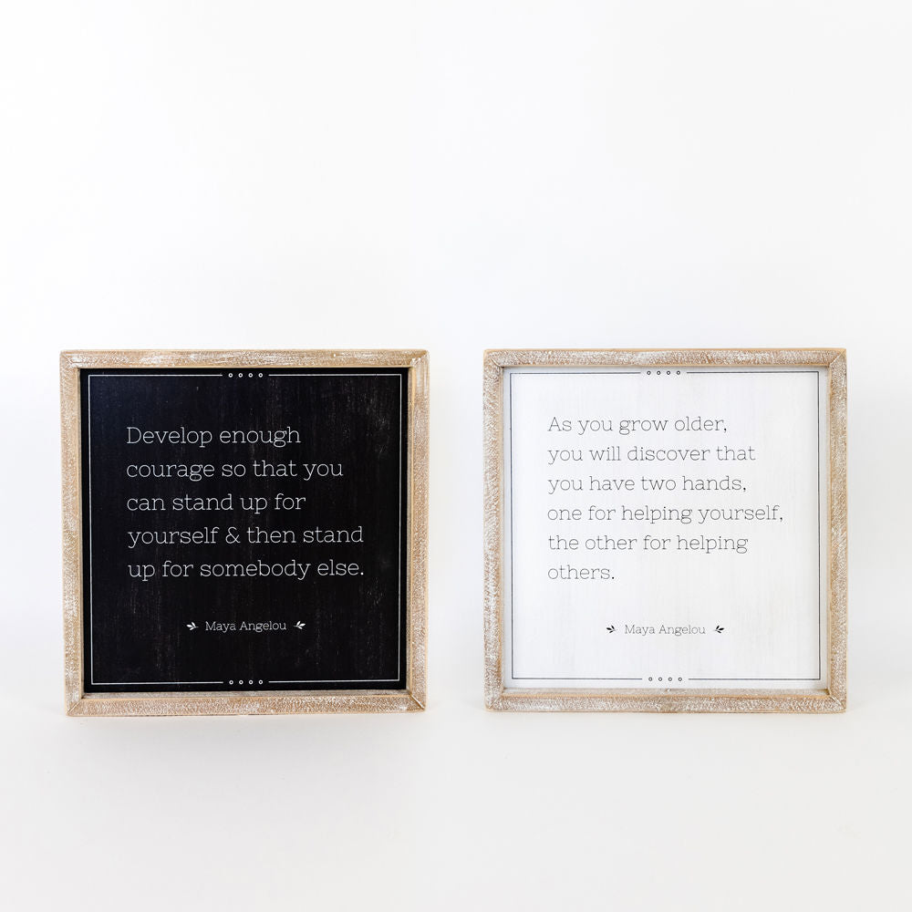 Reversible Wood Framed Sign (STAND/ HANDS) - The Nifty Decor