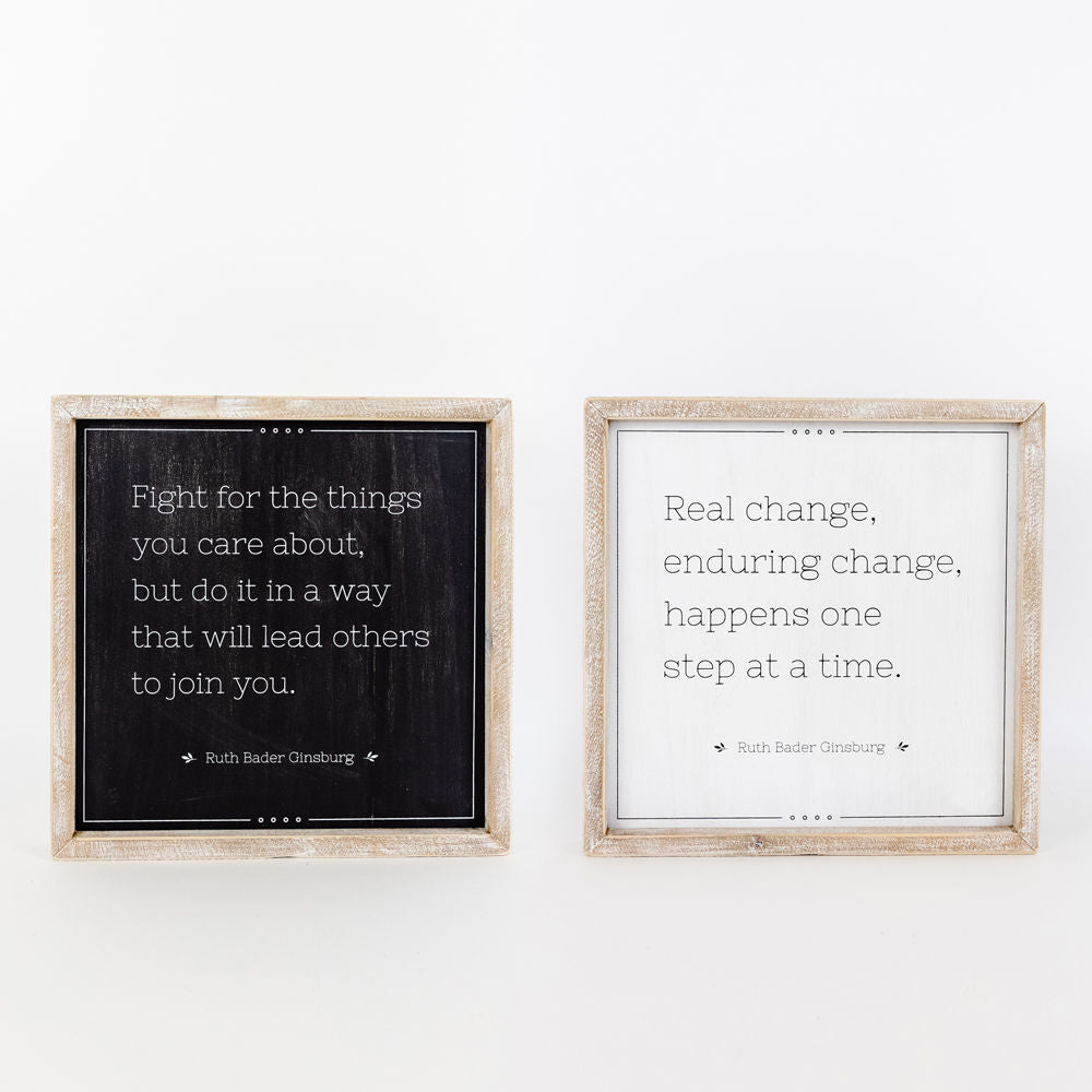 Reversible Wood Framed Sign (FIGHT/ CHANGE) - The Nifty Decor